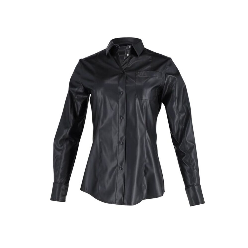 MSGM Buttondown Shirt in Black Faux Leather